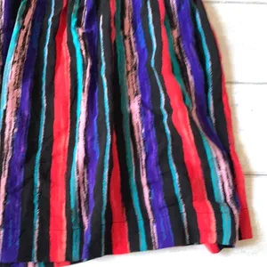 Women’s L/G Skirt Black Purple Stripes Pure Energy Brand 100% Rayon Size Large thumbnail 2