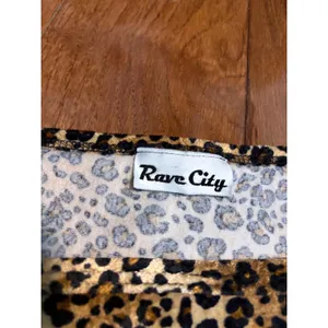 Rave City Tank Top Y2K Leopard Print Velvet Square Neck Brown Small‎ thumbnail 3