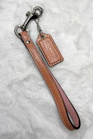 1.5" COACH Patent Leather Fob Bag Charm Hang tag Hangtag Wristlet Strap thumbnail 1