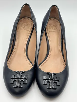 Tory Burch Navy Blue Leather Lowell 2 65mm Wedges size 8M thumbnail 1