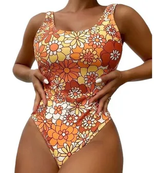 SheIn NWT Cheeky Floral One Piece Swimsuit Sz Med thumbnail 1