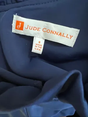 Jude Connally Navy Blue Colorblock Ruffle Neck Maxi Dress S thumbnail 7