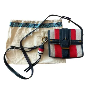 Tory Burch Maritime Stripe Crossbody Canvas Red‎ Ivory Nautical thumbnail 4