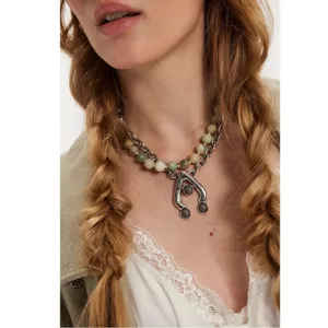 Free People Ariana Ost Bohemian Chunky Layered Think Im Dreaming Necklace NWT thumbnail 4