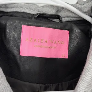 Azalea Wang Black Faux Leather Hooded Moto Biker‎ Jacket BISBONE Size M thumbnail 3