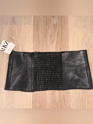 NWT Zara 100% Leather Black Waist Belt - Size Large thumbnail 4