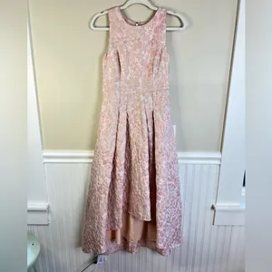 Shoshanna Midnight Floral Metallic Brocade High-Low Dress Pink Gold 2 thumbnail 3