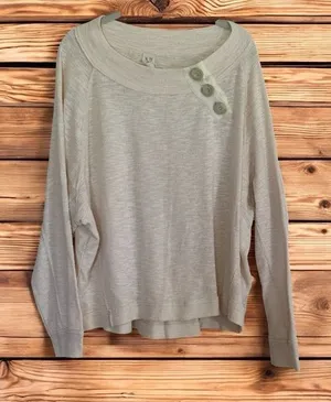 We The Free Free People Long Sleeve Top Womens L Cream Button Detail‎ Slouchy thumbnail 1