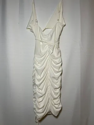 White Ruched Detail Mini Dress thumbnail 2
