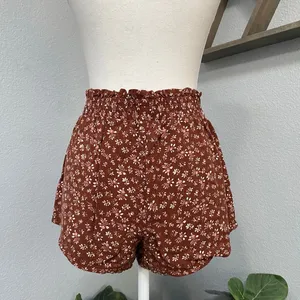 Aeropostale Brown Ditzy Floral Shorts Flowy Elastic Drawstrings Pockets thumbnail 4
