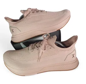 Flax Women’s Pink Knit Lace-Up Athletic Sneakers thumbnail 1