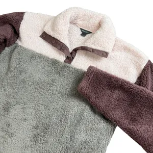 Eddie Bauer Teddy Fleece Pullover Women's Small Colorblock Sherpa Snap Soft thumbnail 2