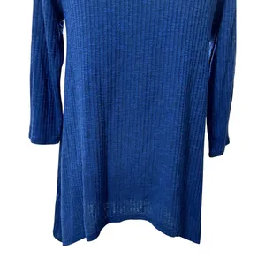 New Direction Women's Dark Blue Ribbed Long Sleeve Tunic Sweater S thumbnail 6