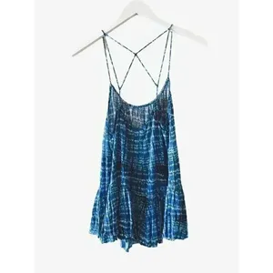 Free People Peplum Crisscross Oversized Abstract Artsy Beach Back Tank Top SZ XS thumbnail 5