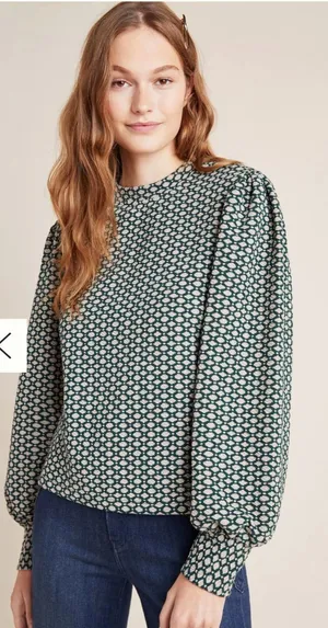 Maeve by Anthropologie Shannon Balloon-Sleeved Top Small - C11-419 thumbnail 1