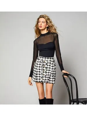 NWT A Loves A Black Gold Metallic Knit Sheer Illusion Mesh Long Sleeve Top M thumbnail 2