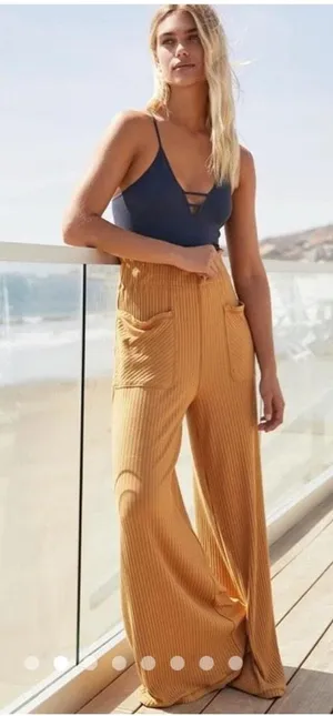Free People Movement Wide Leg Ribbed High Waist Trouser Pants thumbnail 1