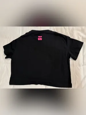 PACHA Black Crop Tee with Pink Logo Size S thumbnail 3