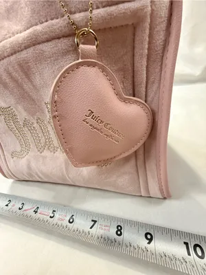NWOT Juicy Couture Viral Blush Pink Plush Tote with Crystal Logo and Heart Charm thumbnail 3