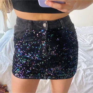 Mustard Seed Black Denim Skirt with sequins thumbnail 1