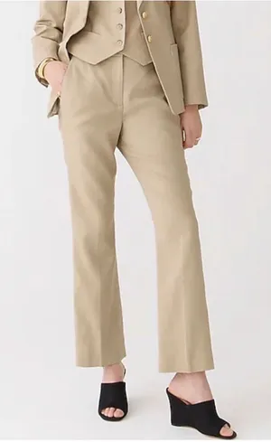 J.Crew‎ Flare Pant Womens 00 Beige Linen Blend Slim Fit BR152 Quiet Luxury NWT thumbnail 1