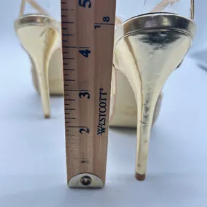 Bonnilel Heels Womens 8 Gold Tiara Glitter Shoes Wedding‎ Nightout Formal Party thumbnail 9