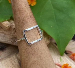 Sterling Silver  High Polish Modern Square Ring thumbnail 3