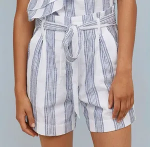 Womens H&M LOGG White Embroidered Paper Bag Style Tie Waist Shorts - Sz 6 thumbnail 1