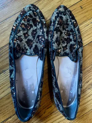 Kate Spade New York "Caty" Animal Leopard Print Sequin Flats Loafers Mobwife thumbnail 3