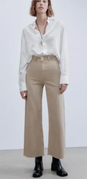 Zara The Marine Straight Jeans Tan thumbnail 1