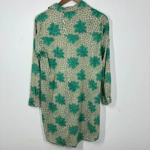 Roberta Roller Rabbit Green Mini Shirt Dress Palm Leaf Cotton Classic Preppy thumbnail 8