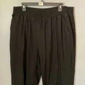 Briggs linen blend Black High Rise wide leg Pull on pants Size XL #785 thumbnail 2