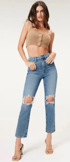 Good American Good Vintage High Rise Distressed Straight Leg Jeans- Size 0 (25) thumbnail 1