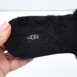UGG Slide Sandal Womens 9 Cozette Black Faux Fur Lug Sole Excellent thumbnail 5