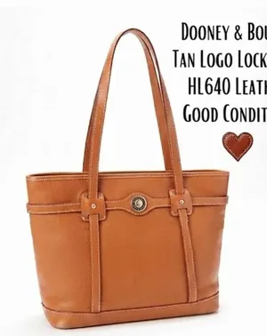 Dooney & Bourke Tan Logo Lock Tote HL640‎ Leather Purse thumbnail 1
