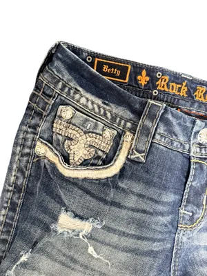 Rock Revival Betty Boot Distressed Embellished Jeans 27 thumbnail 4