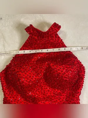 Red Sequin Halter Neck Show Girl Dress size XS/S thumbnail 11