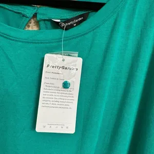 PrettyGarden Kelly Green Loose Off The Shoulder Stretchy Pants Romper M NWT thumbnail 4