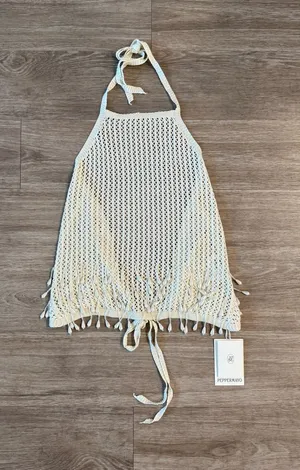 NWT Peppermayo Scorpio Crochet Halter Top in Ivory, Size S/M thumbnail 1