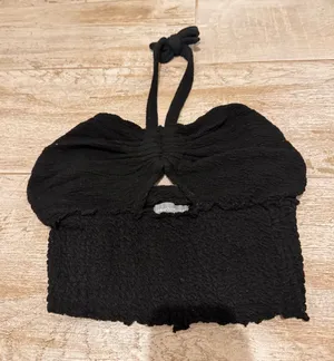 Urban Outfitters Black Cut Out Halter Top thumbnail 1