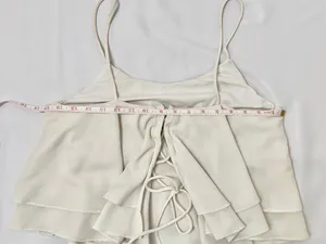 Free People Tropical Wave Cream Lace Back Crop Tank Top - M thumbnail 8