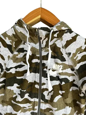 Nike Gym Vintage Camo Full Zip Hoodie Jacket Womens Small Green Black Y2K thumbnail 3