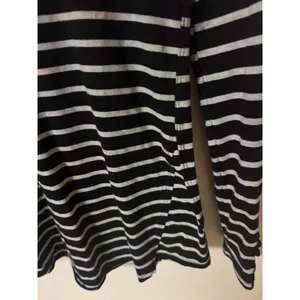 Free‎ People Women's Black And White Striped Top Laced Cut Out Sleeves Size L thumbnail 4