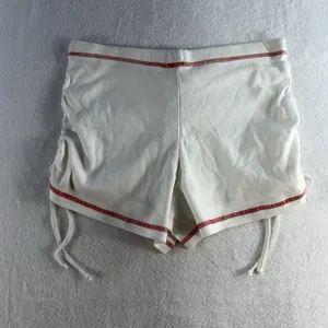 Vintage Y2K M Medium Low Rise Micro Booty Shorts Pull On Ruched Sides‎ Ivory thumbnail 8
