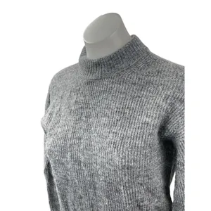 Quince Women's Gray Wool Knit Mock Neck Long Balloon Sleeve Sweater Top Size S thumbnail 2