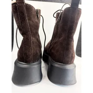 Steve Madden Jazmin faux fur-lined‎ suede lace-up side zip combat boots thumbnail 5