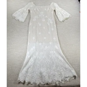 The Room Lace Dress Juniors L Ivory Off Shoulder Bell Sleeve Bridal Graduation thumbnail 5