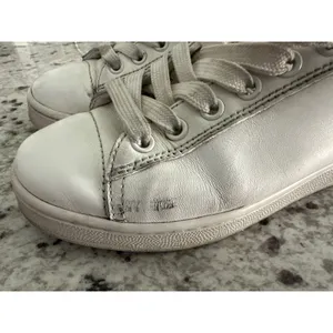 Prada white leather womens sneakers shoes 35 USED thumbnail 6