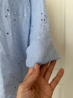 Cloth & Stone by Woman’s Paint-Splattered Linen Buttondown, Sz XS thumbnail 8