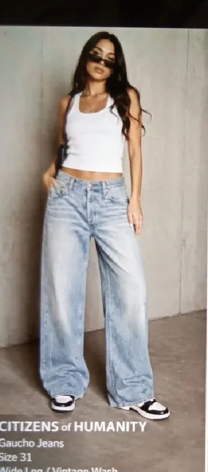 Citizens Of Humanity Gaucho Trousers Jeans High Waisted Wide Leg Womens 31 thumbnail 1